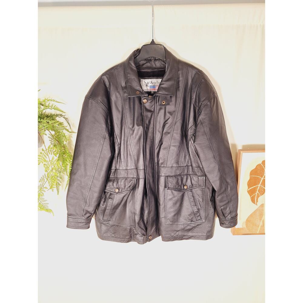 American Leather Men's Zipper Leather Jacket Size Small (See Measurements)